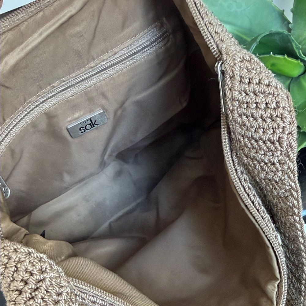 The Sak woven neutral shoulder purse clean non smoking tan boho relaxed vibe - Picture 10 of 10